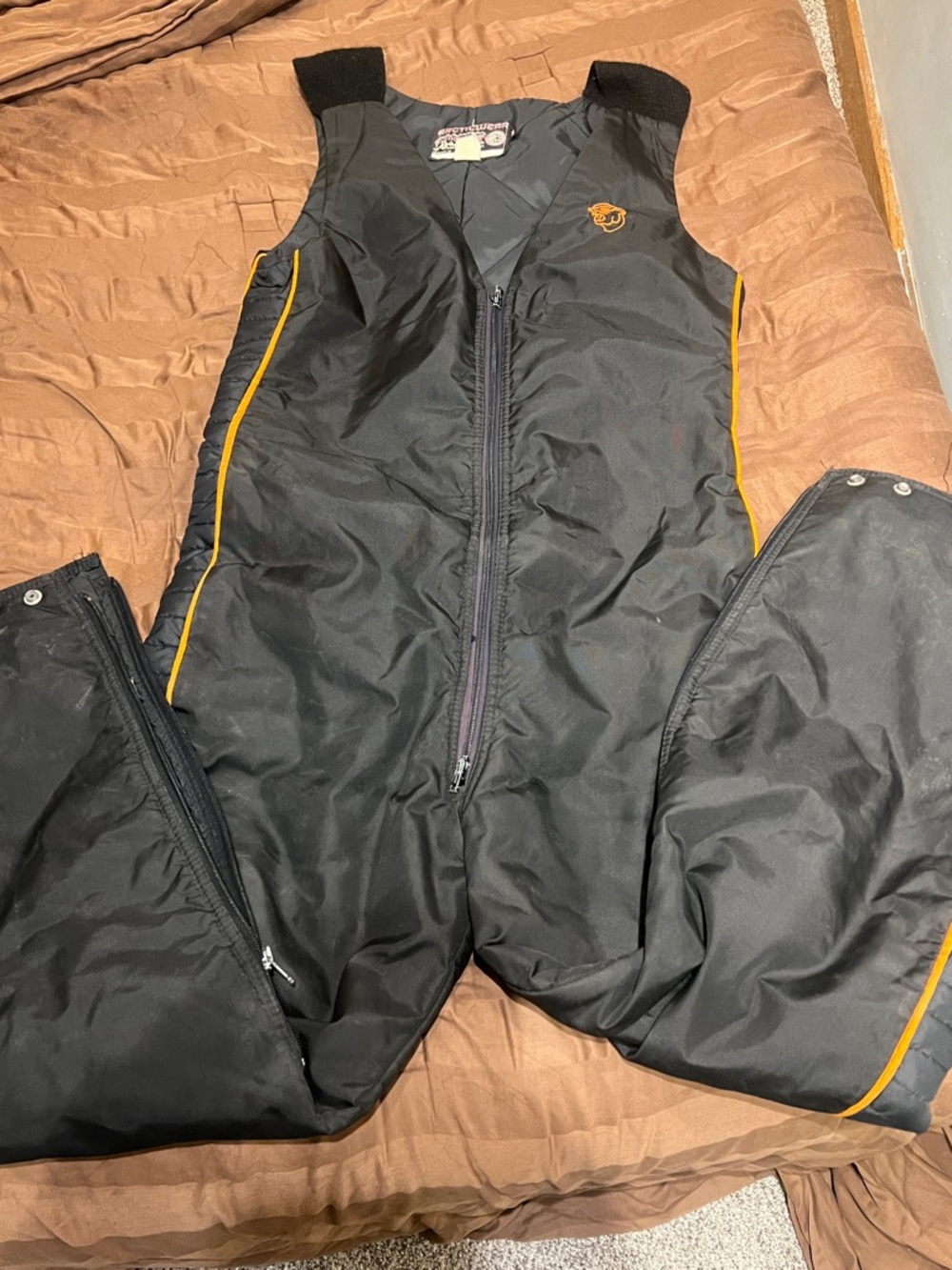 Insulated Black Snow Bib with Yellow Trim - Unbranded